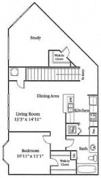  Floor Plan 1 Bed 1 Bath with Study